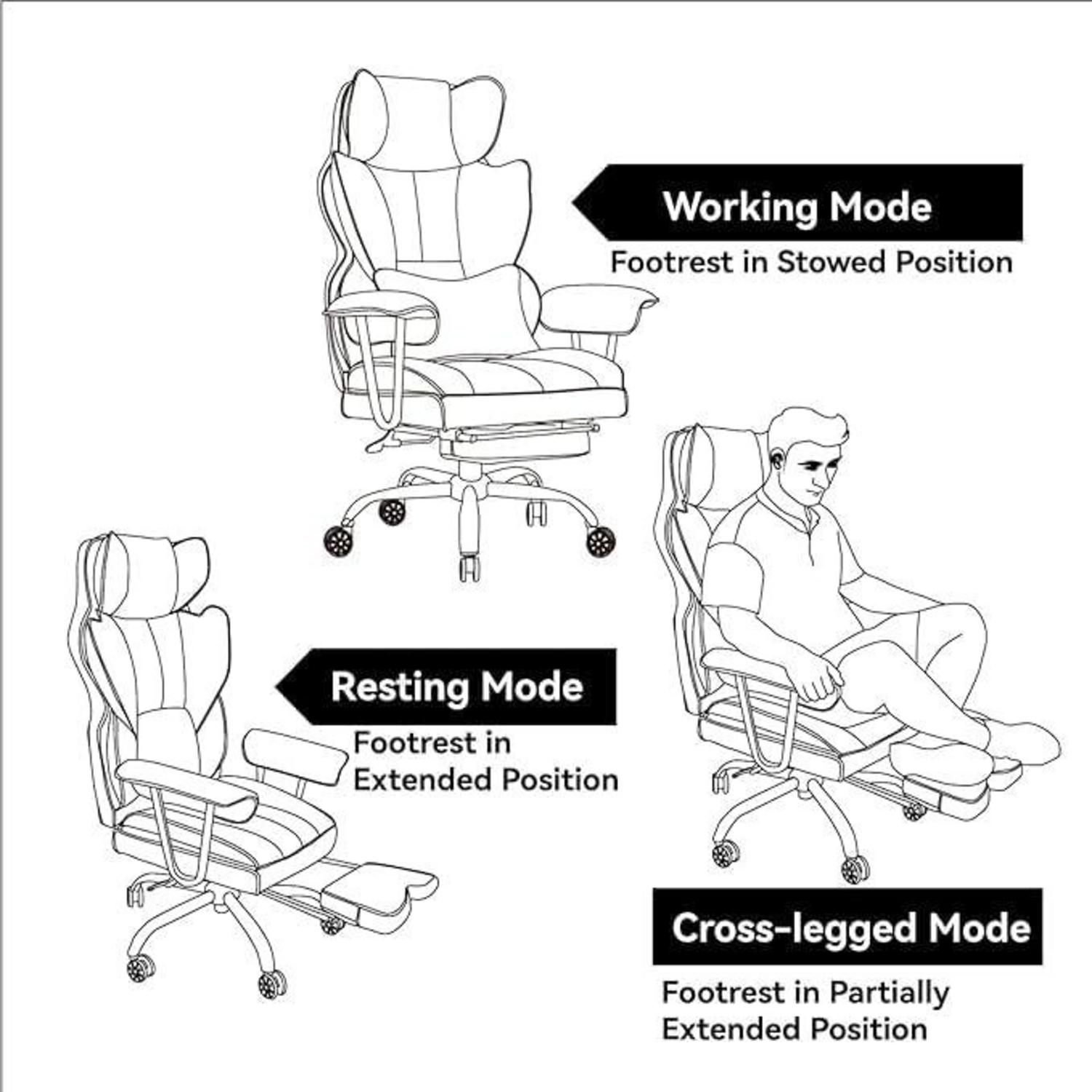 Efomao Bürostuhl ergonomisch PU Leder Chefsessel 200 kg Schwarz
