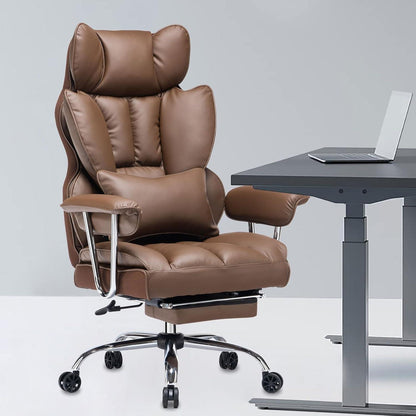 Ergonomischer Bürostuhl aus PU Leder mit Fußstütze und