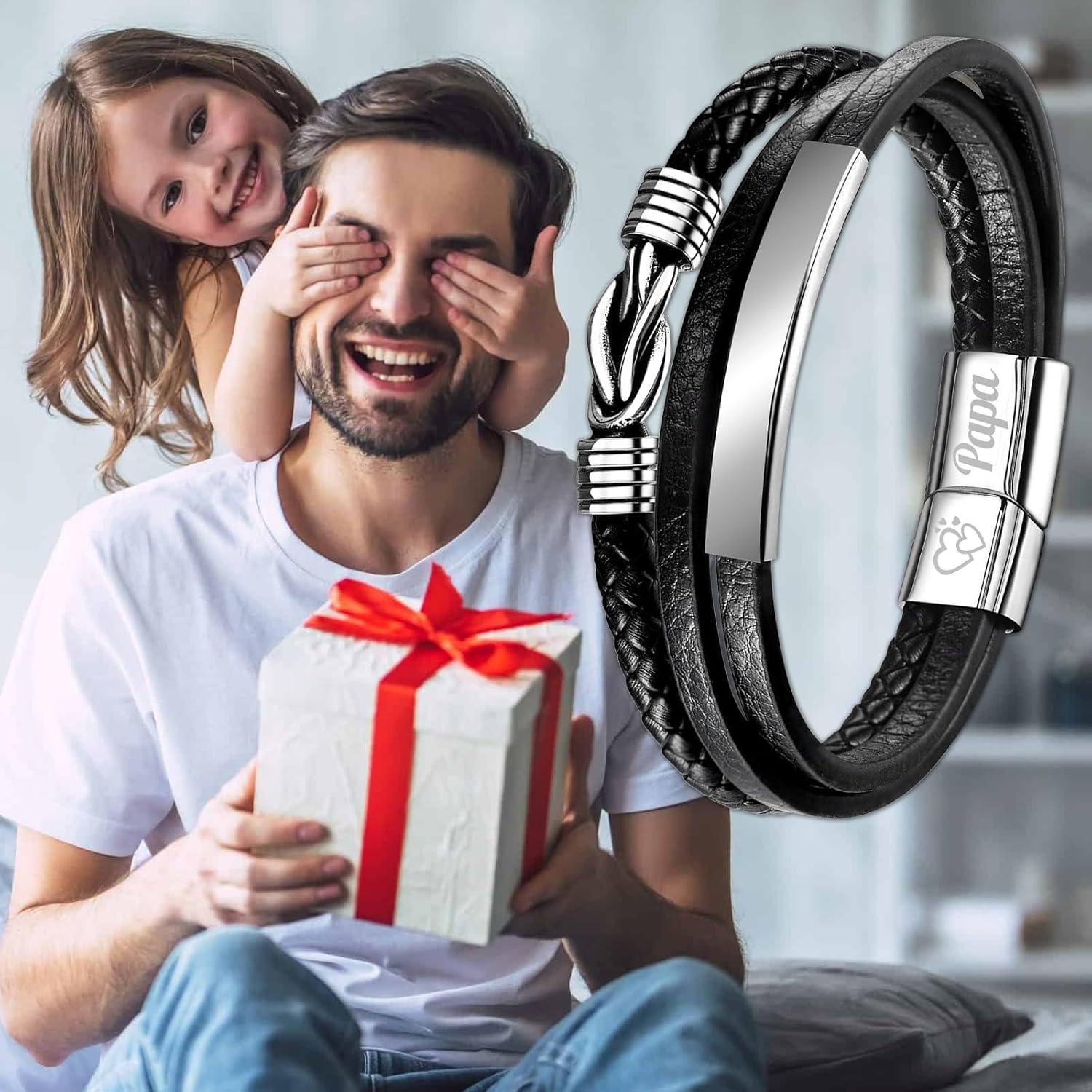 Lederarmband mit Gravur für Papa - Vatertagsgeschenk