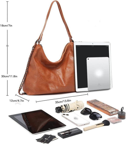 Damen Rucksack PU Lederrucksack Handtasche 2 in 1 Modern Hobo Wasserdicht 35x30x12cm