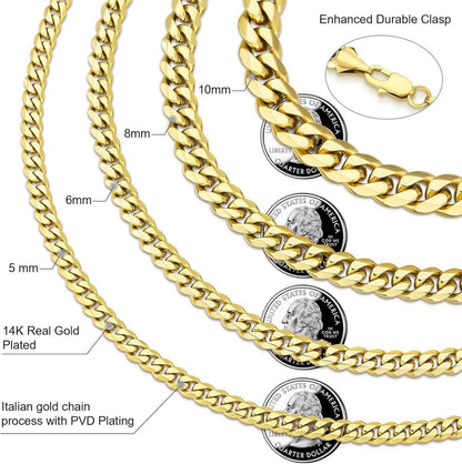 KRKC&CO Herren Panzerkette 5mm Diamantschliff 14K Gold vergoldet 55.9cm