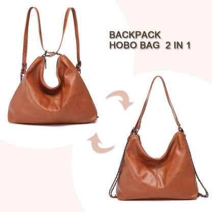Rucksack Damen Elegant PU Lederrucksack Handtasche 2in1