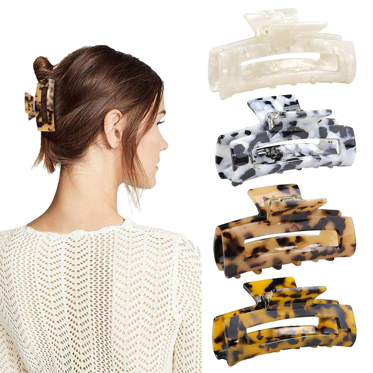 Haarklammer Set Rutschfeste Damen Haarspangen Zelluloid Leopard