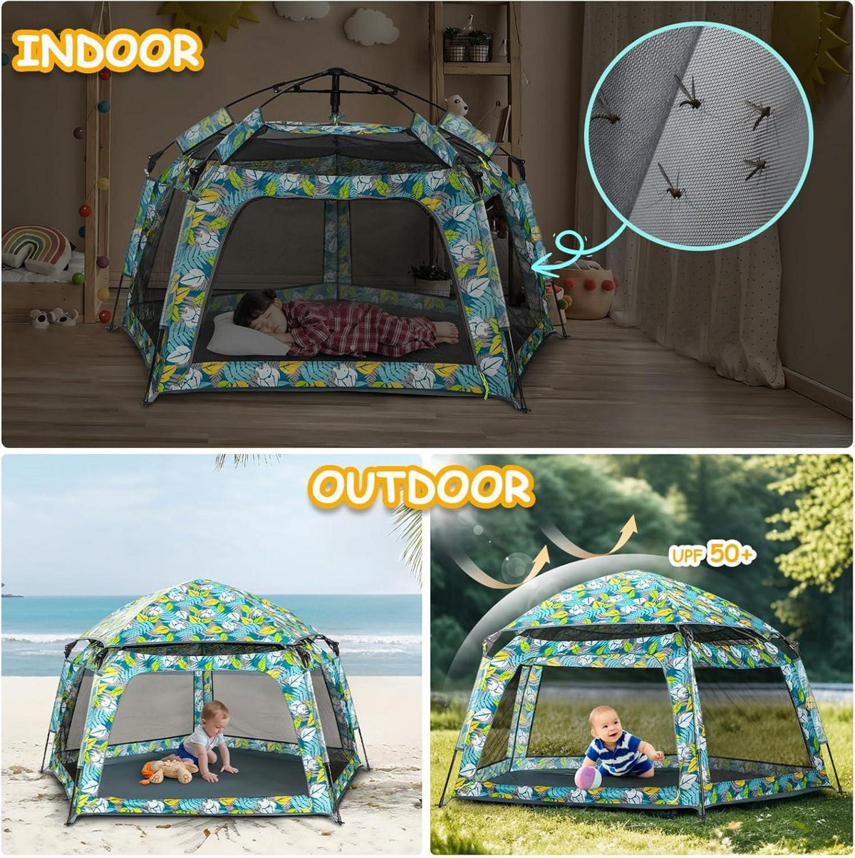 Kinder Pop Up Spielzelt Strandzelt Outdoor Camping 2-3 Personen