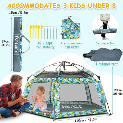 Automatisches Kinder Spielzelt 175x110x90 cm Pop Up Strandmuschel Baby