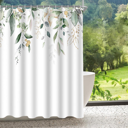 Duschvorhang Goldene Blätter 180x180cm Antischimmel Textil waschbar