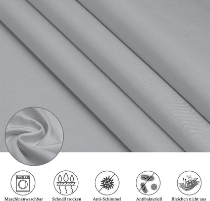 Duschvorhang 180x180 Grau Polyester Textil Wasserdicht Antischimmel mit 12