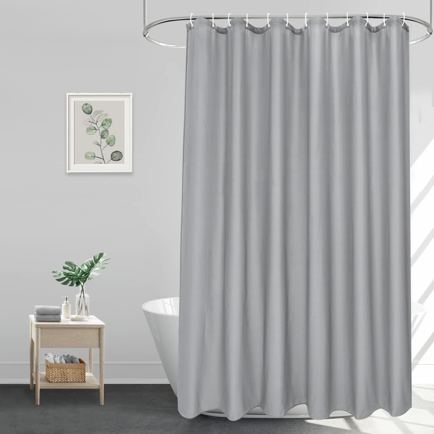 Extra Großer Wasserdichter Duschvorhang Grau 200x200cm mit Beschwertem