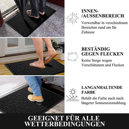 Waschbare Fußmatte rutschfest – 75x43 cm Schwarz