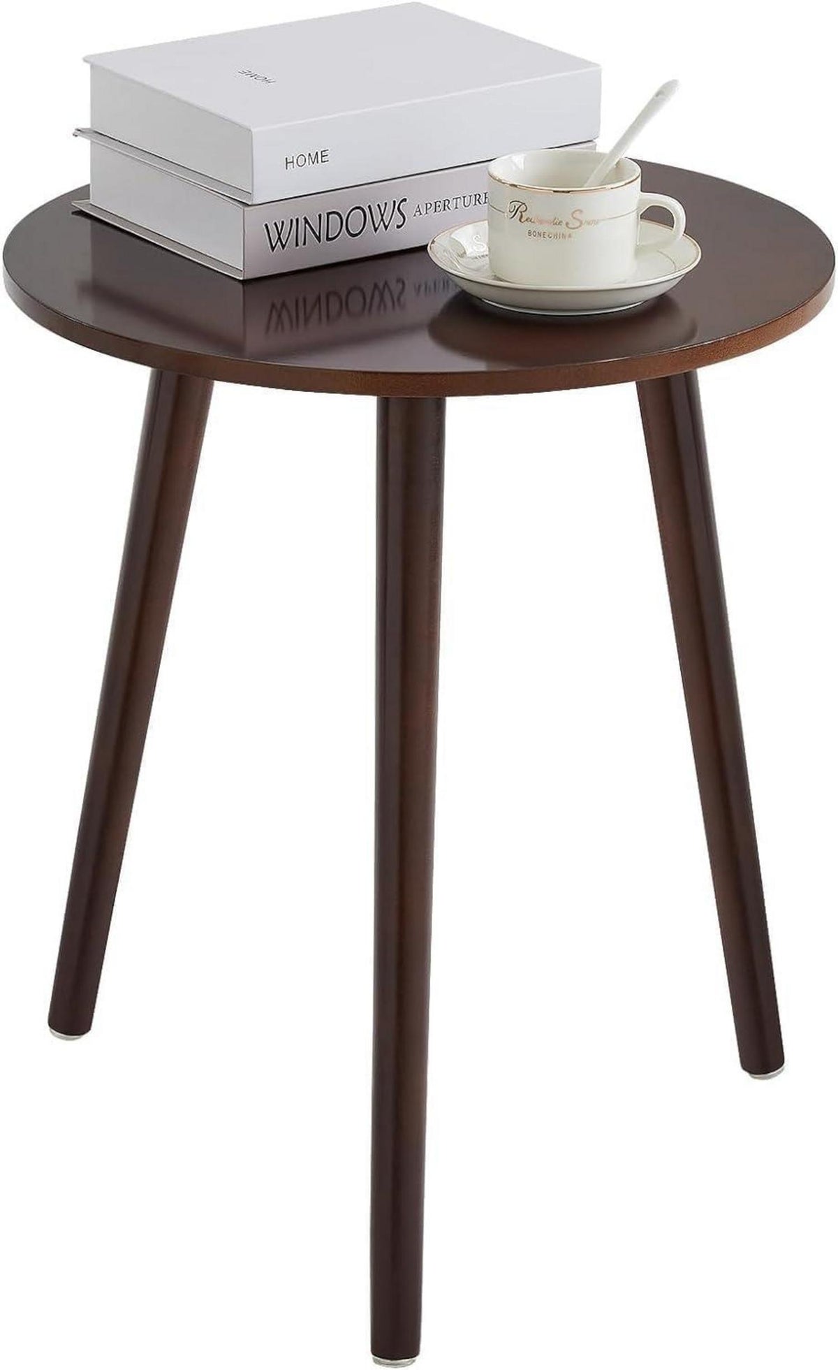 Runder Beistelltisch Holz Ø42x52cm Wohnzimmertisch Braun