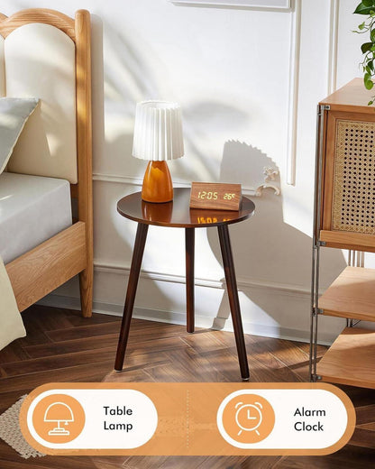 Beistelltisch rund Holz 42x52cm Wohnzimmer Nachttisch Braun