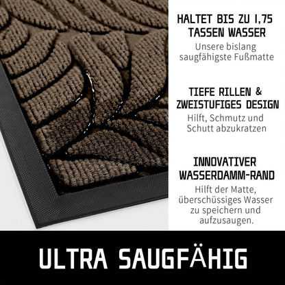 Fußmatte rutschfest 120x80 cm – Braun, wetterfest & sauber