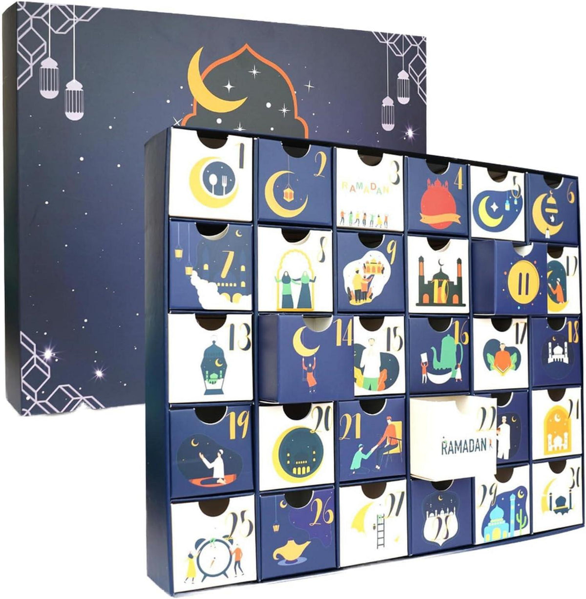 Ramadan Kalender zum Befüllen XXL mit 30 Schubladen - DIY Countdown