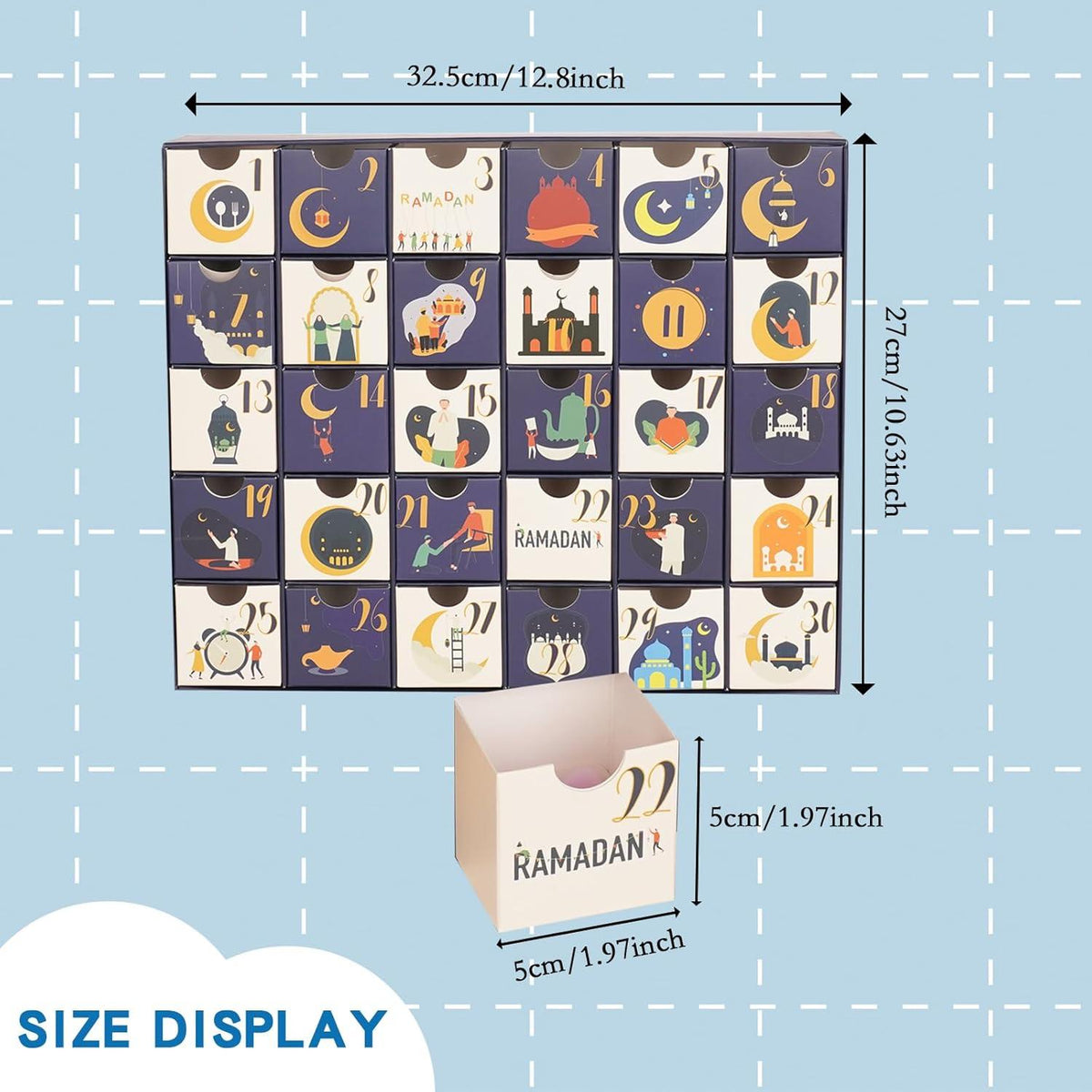 Ramadan Kalender zum Befüllen XXL mit 30 Schubladen - DIY Countdown