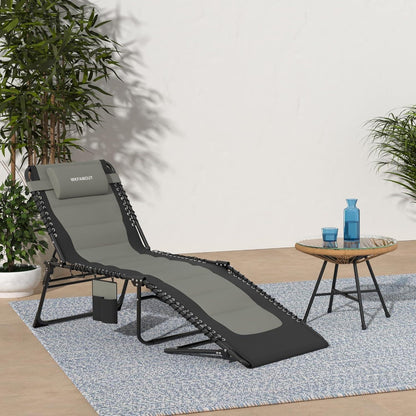 Klappbare Sonnenliege 5-fach verstellbar mit Kissen 190x59CM