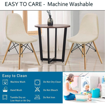 Elastische Stuhlbezüge 6er-Set Jacquard Beige – Modern & Waschbar
