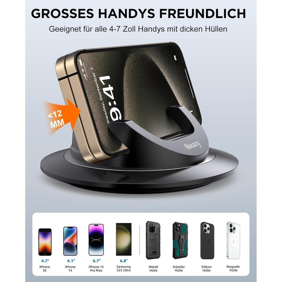Handyhalterung Auto 360° drehbar, stabil & rutschfest