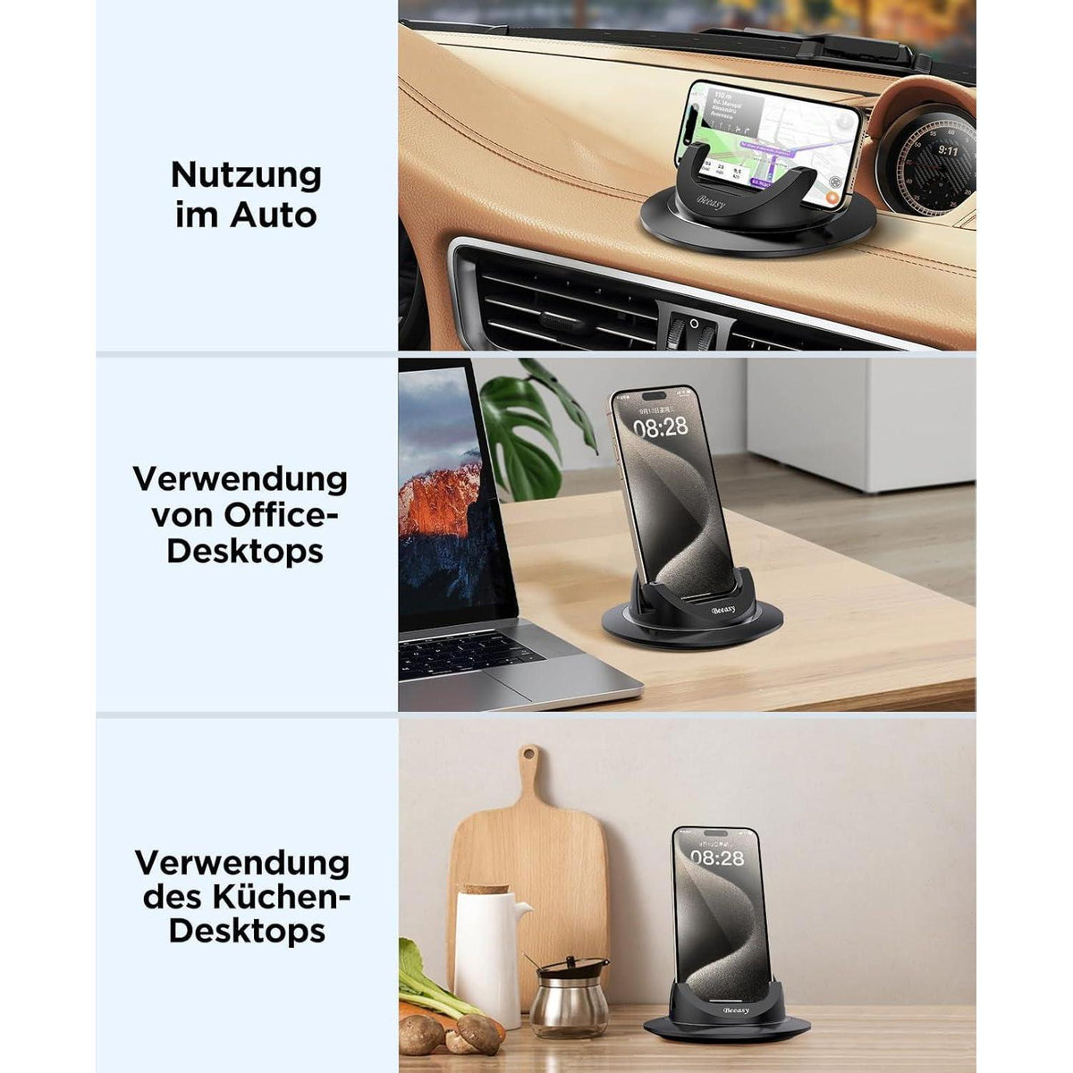 Handyhalterung Auto 360° drehbar, stabil & rutschfest