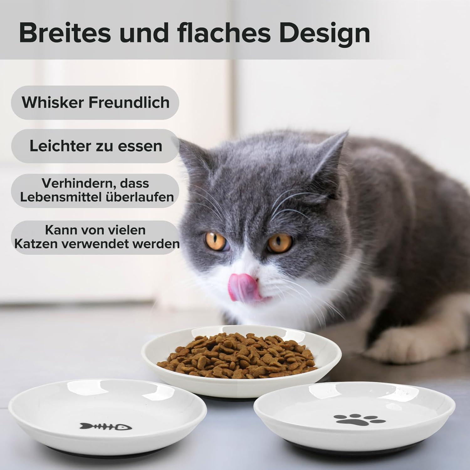 Keramik Futternapf Katze Set 6-teilig Rutschfest Silikon Stabil