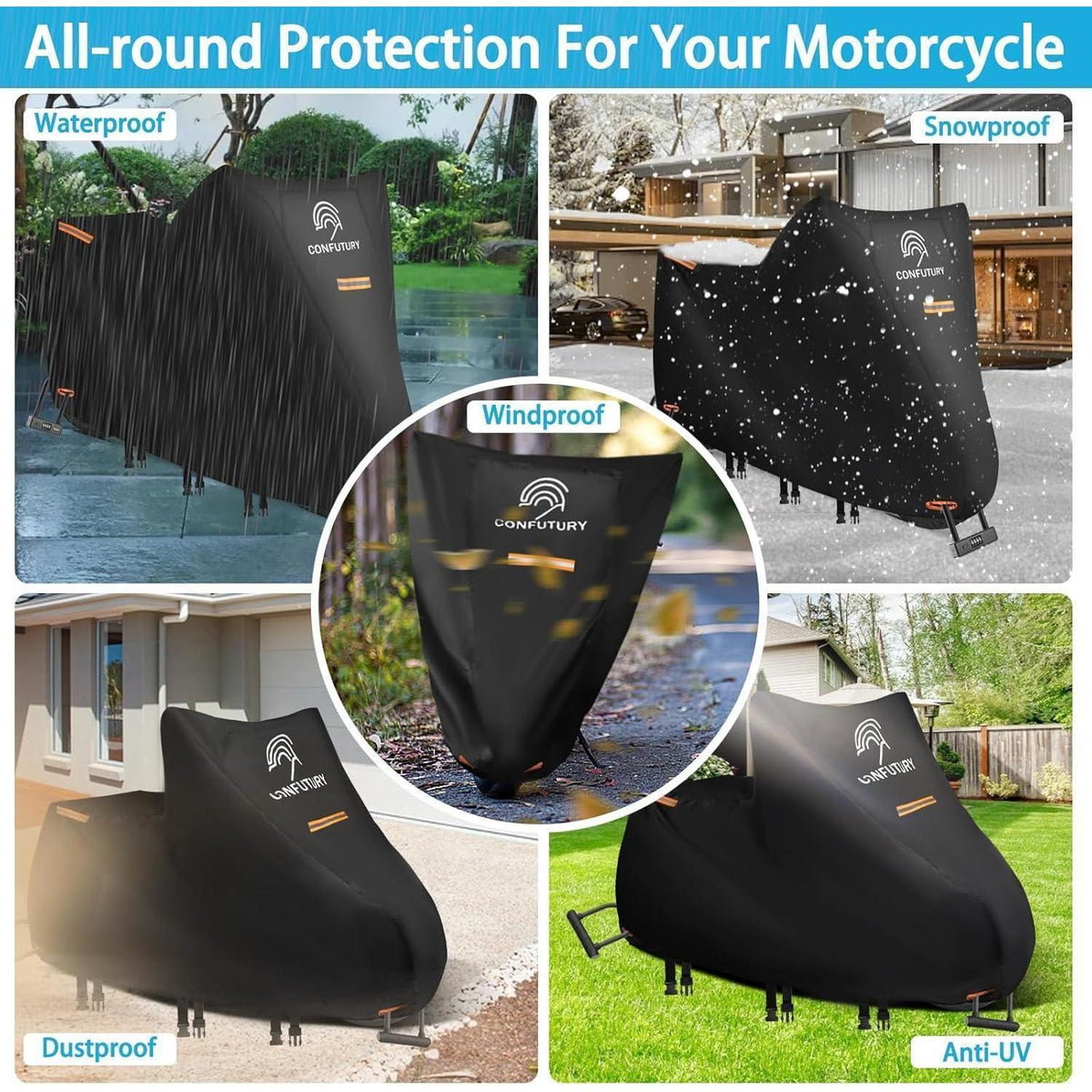 Motorradabdeckung wasserdicht 600D Oxford mit Nummernschildfenster