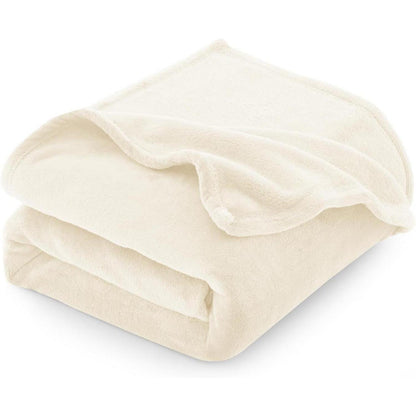 Kuscheldecke Flanell 150x200 cm Creme - Weich & Warm für 4 Jahreszeiten