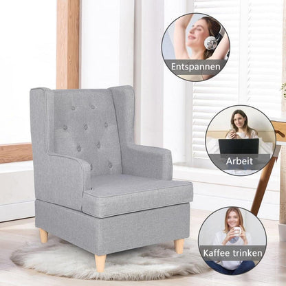 Mingone Ohrensessel Leinen – Bequemer Loungesessel für Wohnzimmer