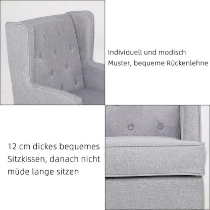 Mingone Ohrensessel Leinen – Bequemer Loungesessel für Wohnzimmer