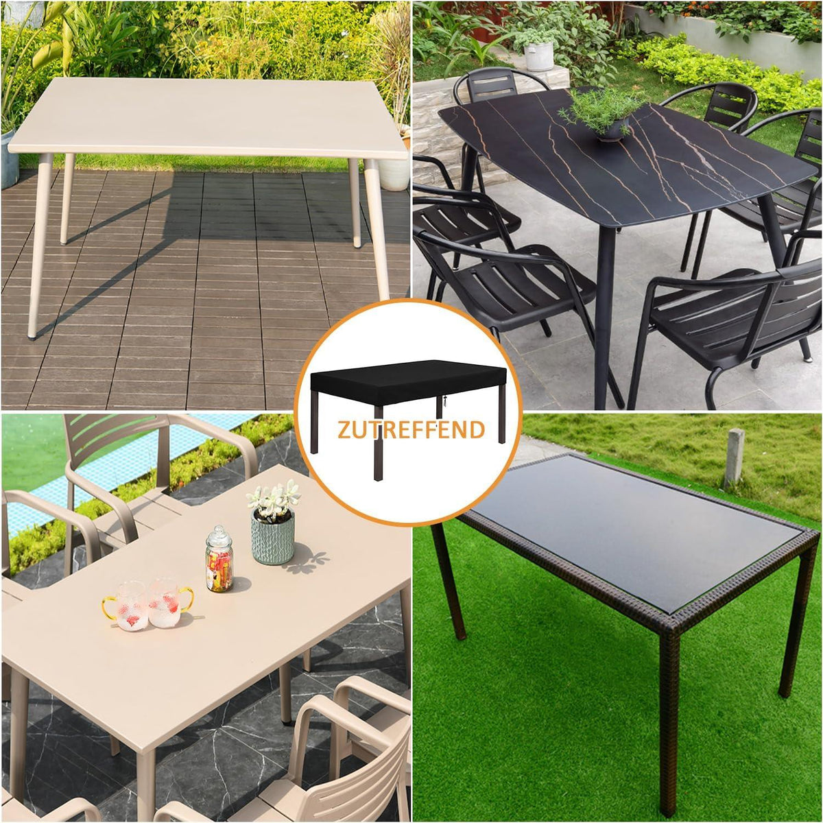 Tischplatte Abdeckung Gartenmöbel Schutzhülle 600D Oxford 150x90x10cm Schwarz
