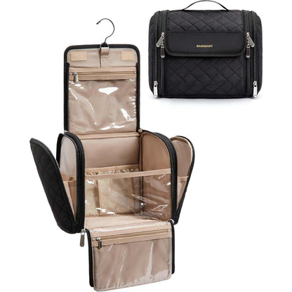 Hängende Kulturtasche Groß mit Organizer-Fächern, Schwarz