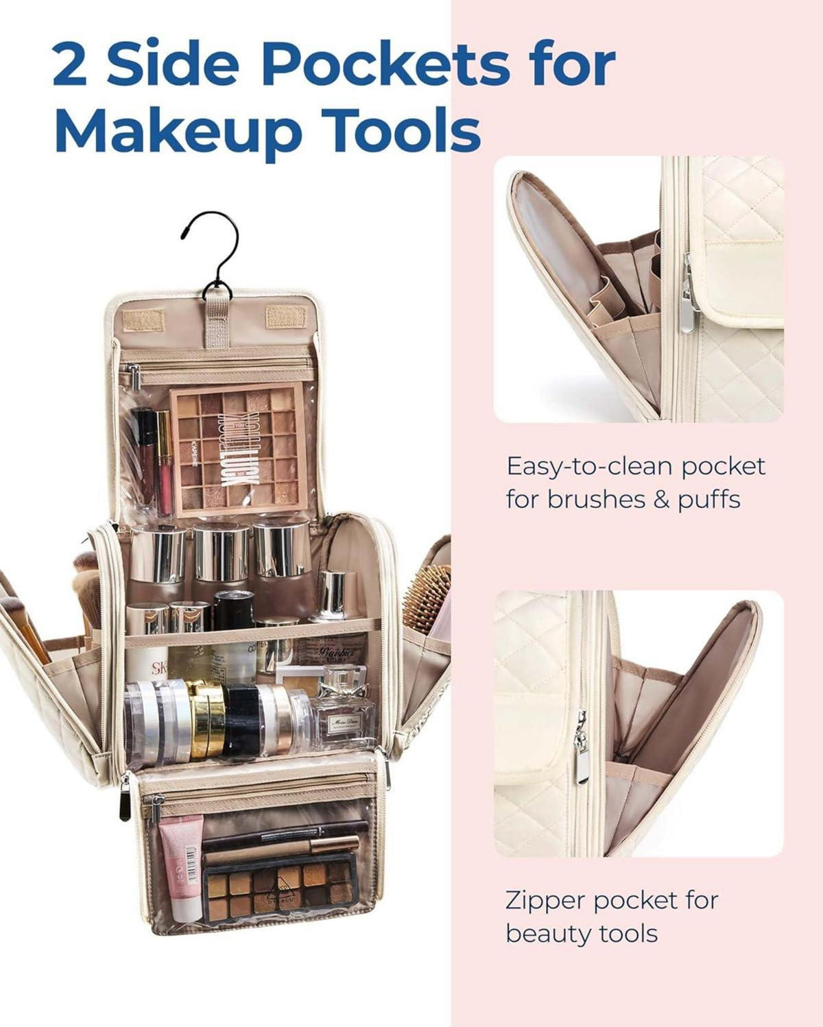 Make-Up Kulturbeutel Aufhängen Damen Kosmetiktasche Beige