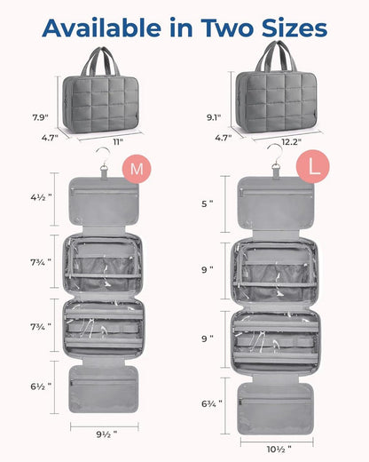 Kulturbeutel zum Aufhängen Damen Groß Kosmetiktasche Organizer Puffy Grau