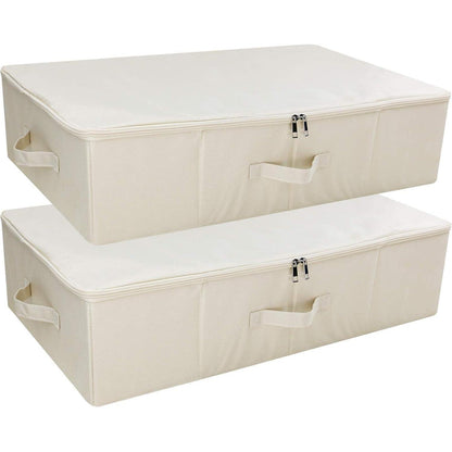 Faltbare Aufbewahrungsboxen mit Deckel, 2er-Pack, Beige