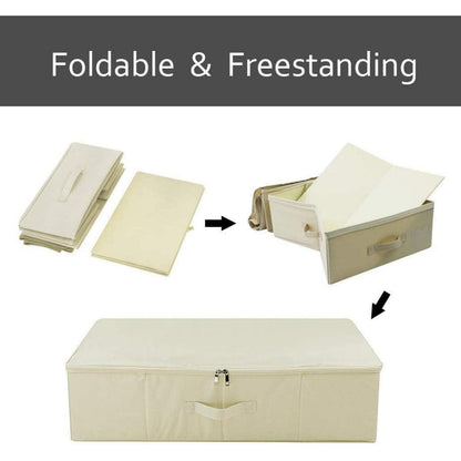 Faltbare Aufbewahrungsboxen mit Deckel, 2er-Pack, Beige