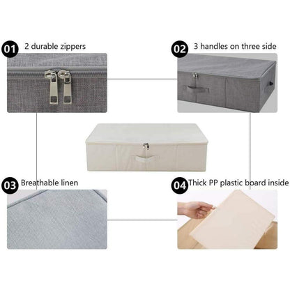 Faltbare Aufbewahrungsboxen mit Deckel, 2er-Pack, Beige