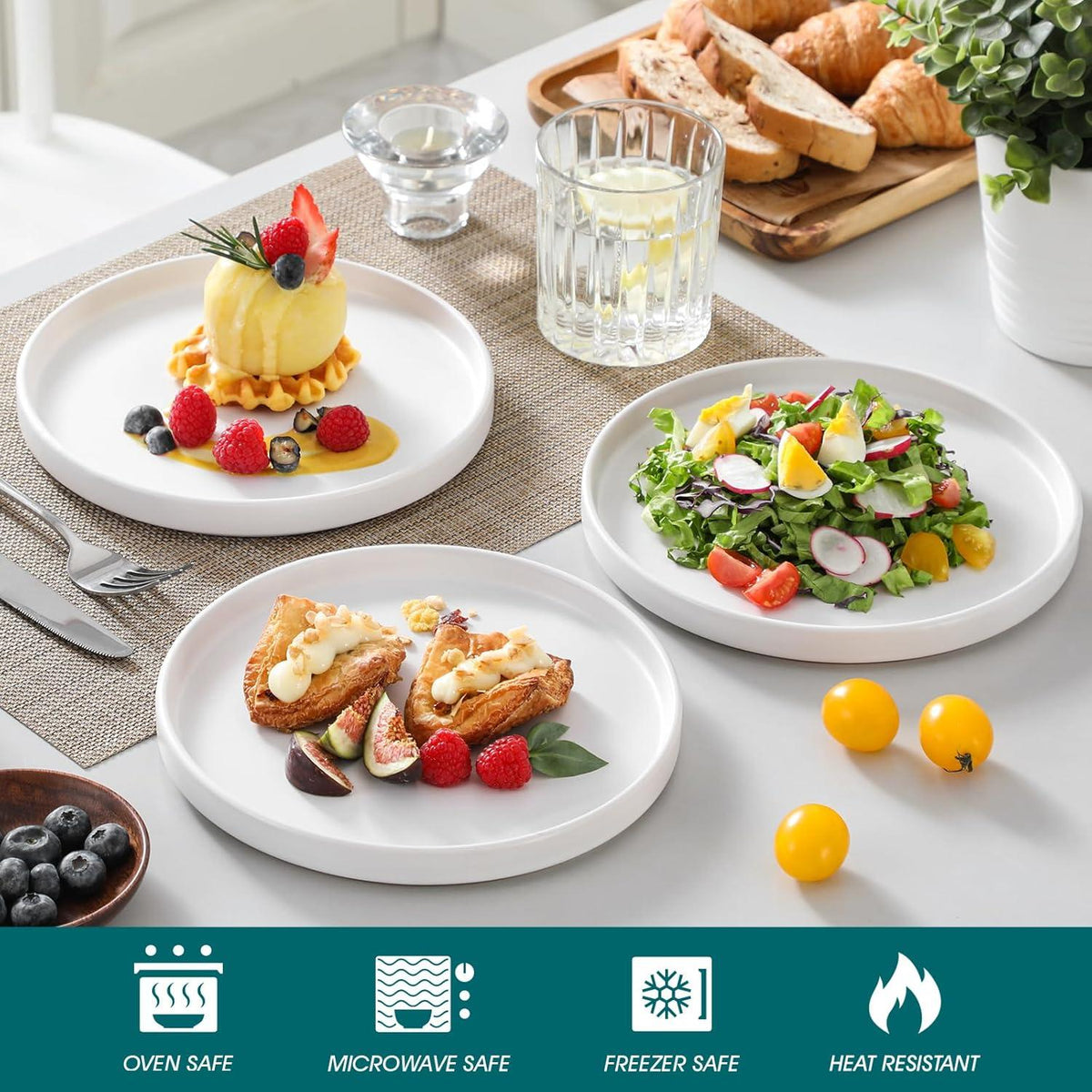 VANCASSO VENUS Steingut Essteller Set 6 Personen Ø 8 inch