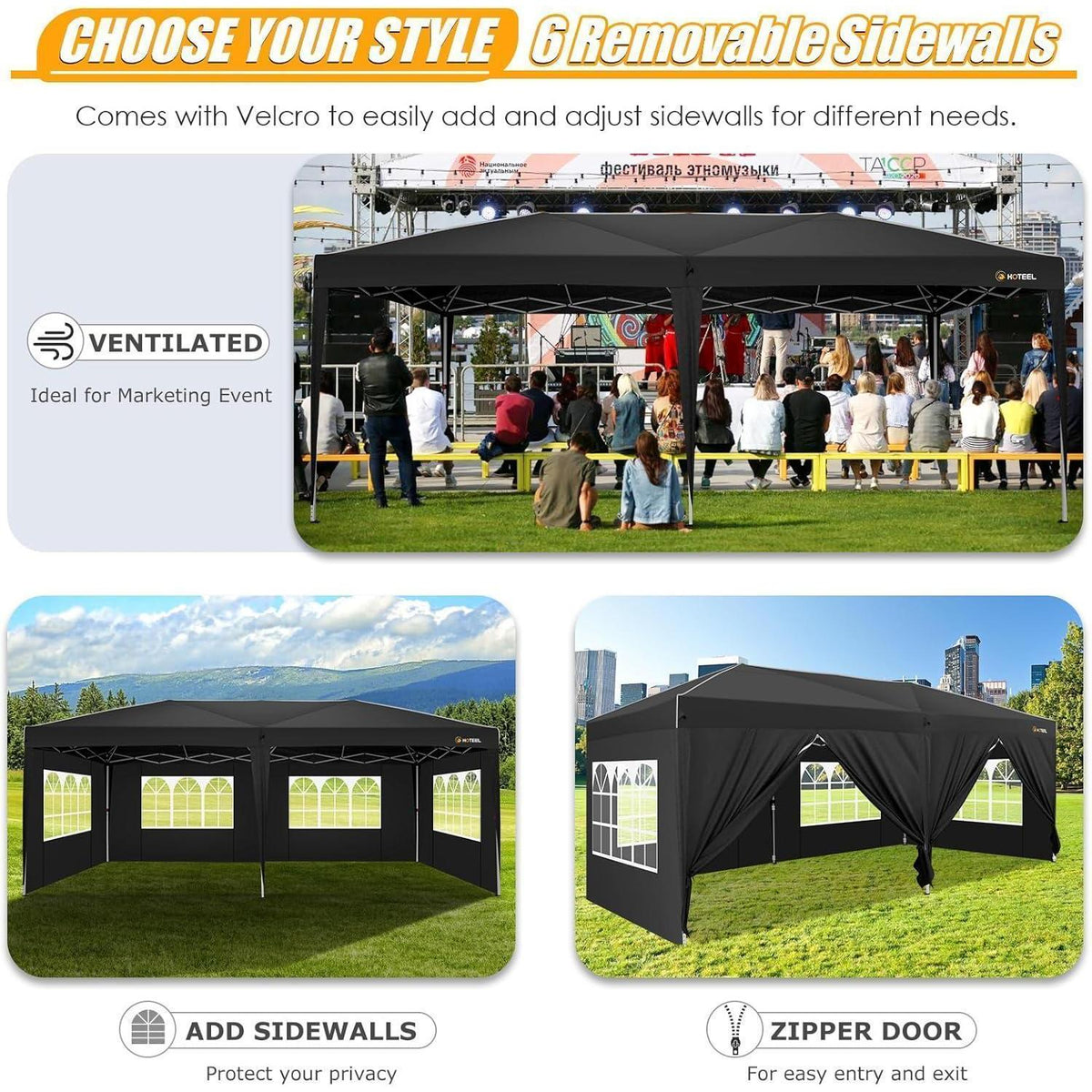 3x6m Faltpavillon mit Seitenwänden – Wasserdicht & Stabil für Garten & Events