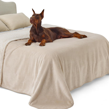 Wasserdichte Hundedecke XXXXL cremefarben, Sherpa & Flanell