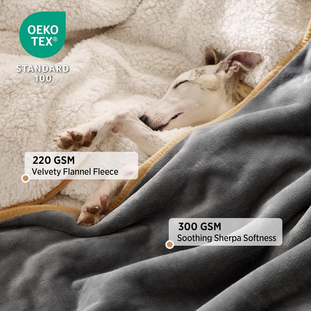 Wasserdichte Hundedecke XXXXL cremefarben, Sherpa & Flanell