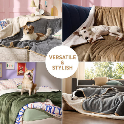 Wasserdichte Hundedecke XXXXL cremefarben, Sherpa & Flanell