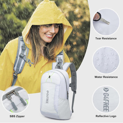 Faltbarer Rucksack 25L Wasserdicht Weiß Unisex Tagesrucksack