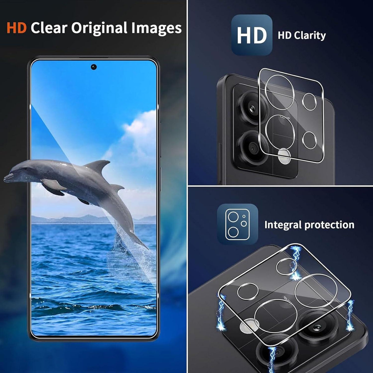 Schutzfolie Panzerglas Xiaomi Redmi Note 13 Pro 5G 3+3 Stück Kamera Display