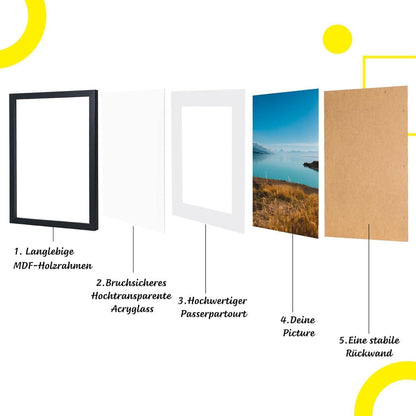 Bilderrahmen 40x60 Schwarz MDF Acrylglas Aufhängen