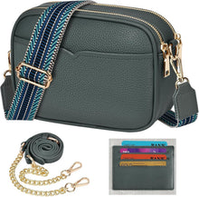 Damen Umhängetasche Crossbody Bag Grün PU Leder Elegante Handtasche