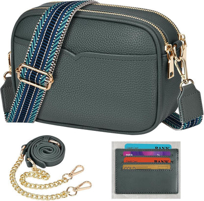 Damen Umhängetasche Crossbody Bag Grün PU Leder Elegante Handtasche