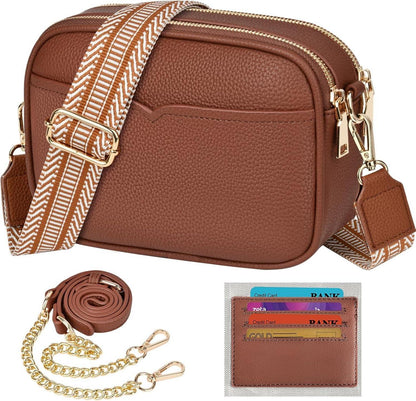 TEUEN Damen-Umhängetasche Kleine Crossbody Bag PU Leder Elegante