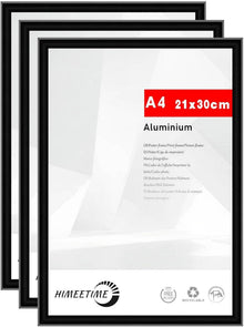 Bilderrahmen A4 Schwarz Metall Rahmen 3er Set Aluminiumrahmen