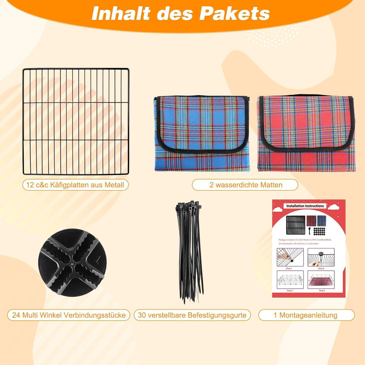 Meerschweinchenkäfig 0,74 m² mit Leicht zu Reinigenden Pads