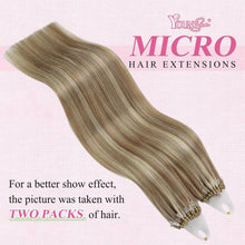 Echthaar Micro Ring Extensions Hellbraun mit Highlights