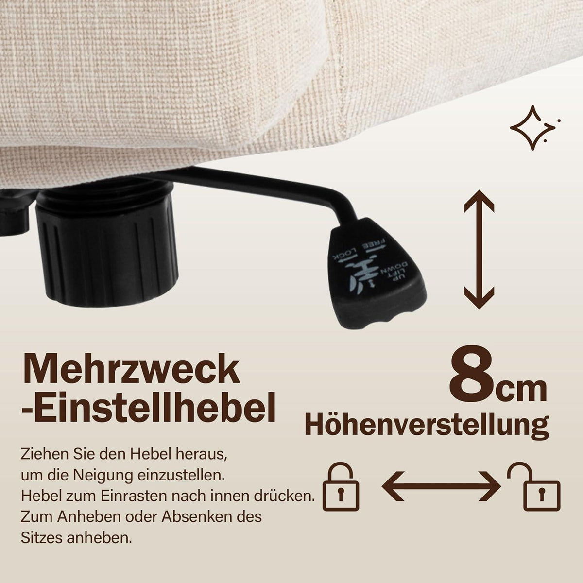 Fantasylab Bürostuhl Ohne Armlehnen Metallbasis ergonomisch Büro Home Office