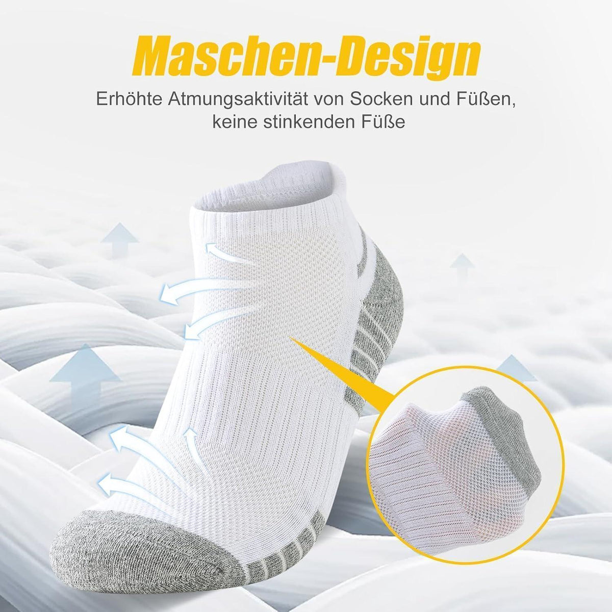 Gepolsterte Sportsocken Herren Damen 6er Pack Schwarz & Weiß 35-50
